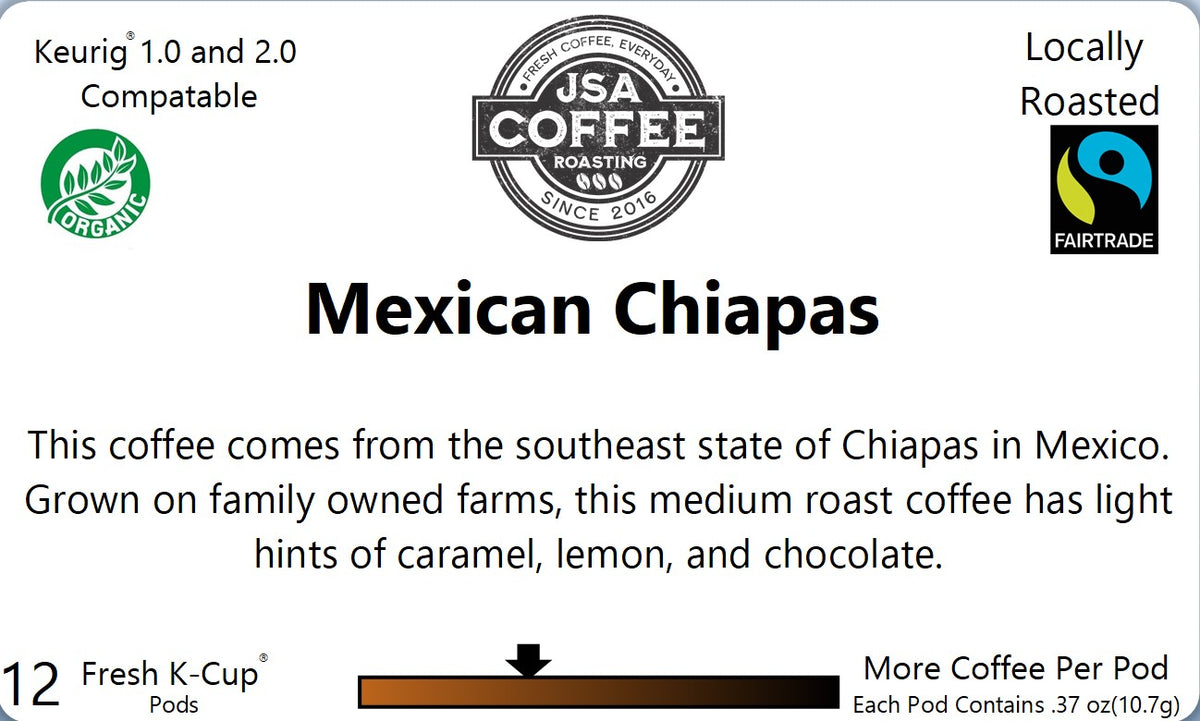 Fresh 12 Pack Organic Fair Trade Mexican Chiapas JSA Coffee Roasting LLC